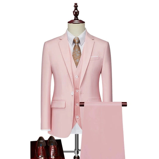 Business Men Non-Ironing Slim Fit Leisure One-Button Suit Outfit Set