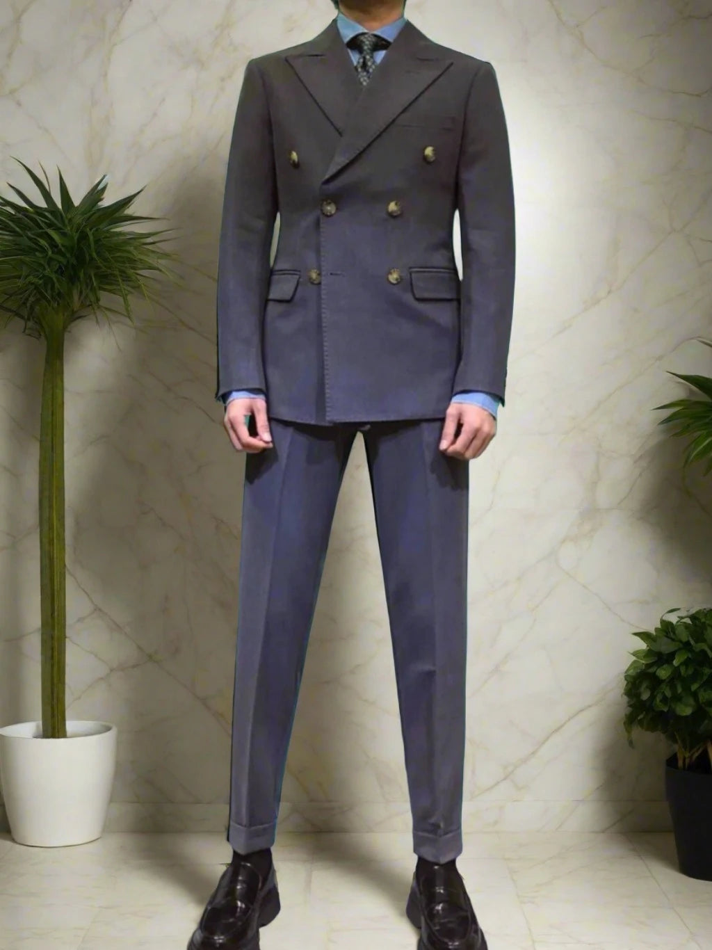 Men's Slim Fit Casual Blazers Pants Double Breasted Dress Suit Jackets