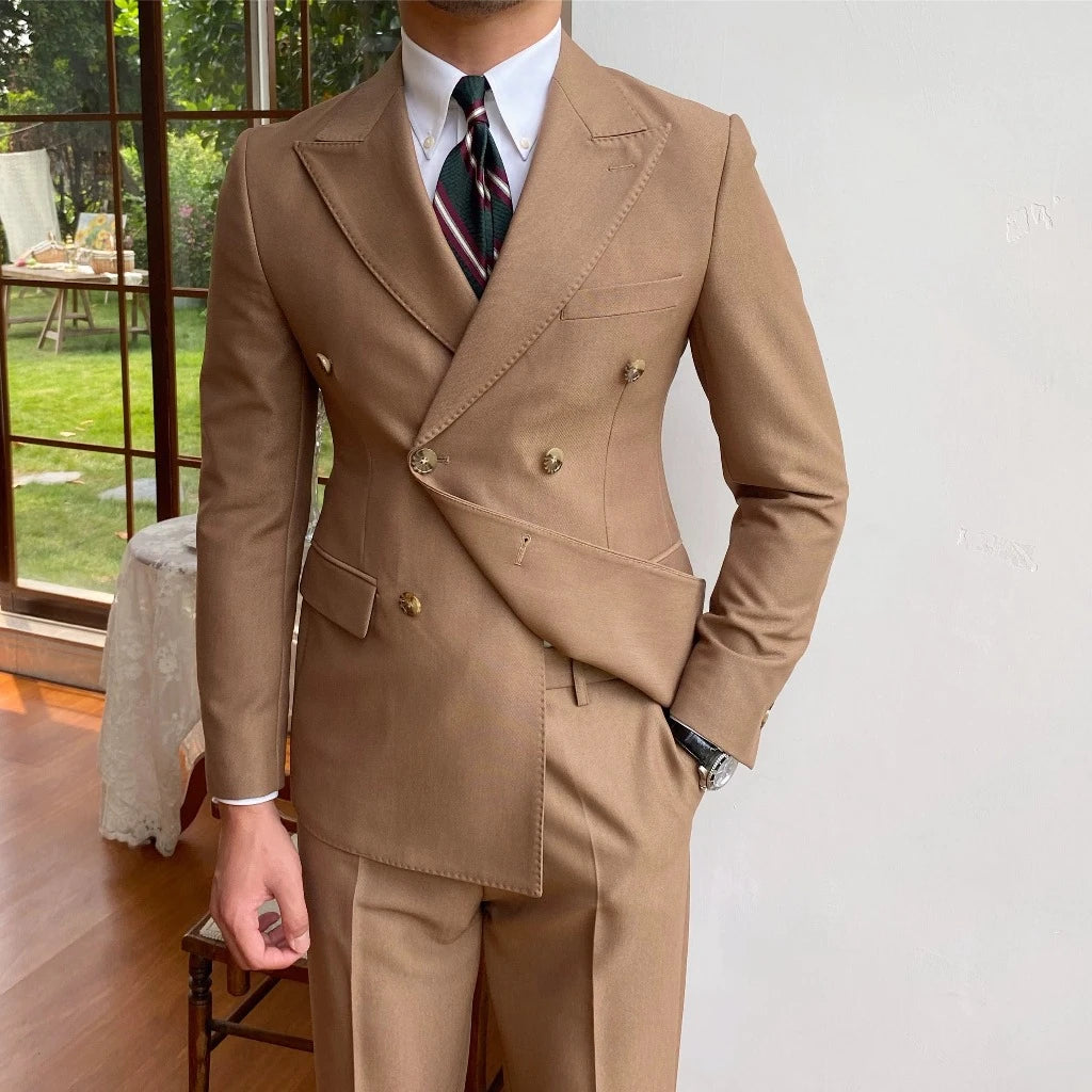 Men's Retro Gao Ding Private Order Slim Fit Closure Collar Suit