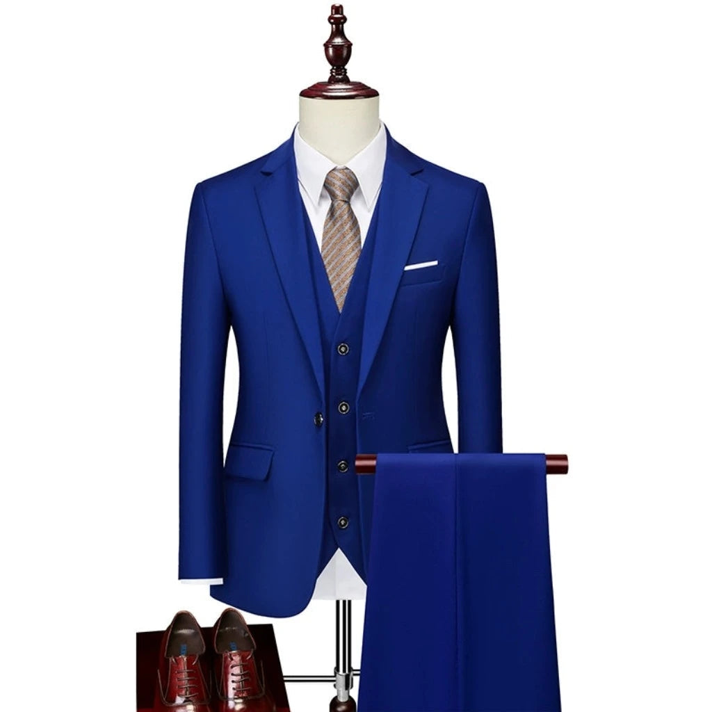 Business Men Non-Ironing Slim Fit Leisure One-Button Suit Outfit Set
