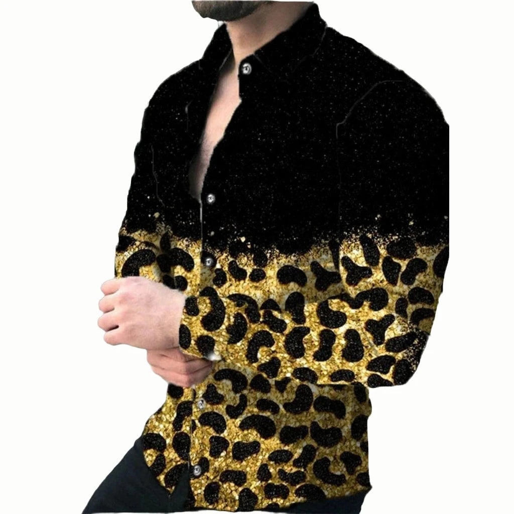 Men Printed Shirt Cardigan Long Sleeve Long Sleeves Shirt
