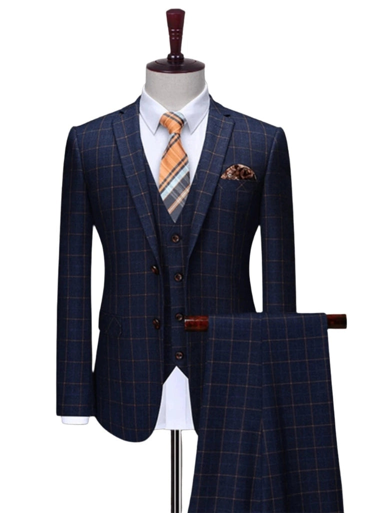Men's Three-Piece Slim Fit Bridegroom Wedding Suit Set