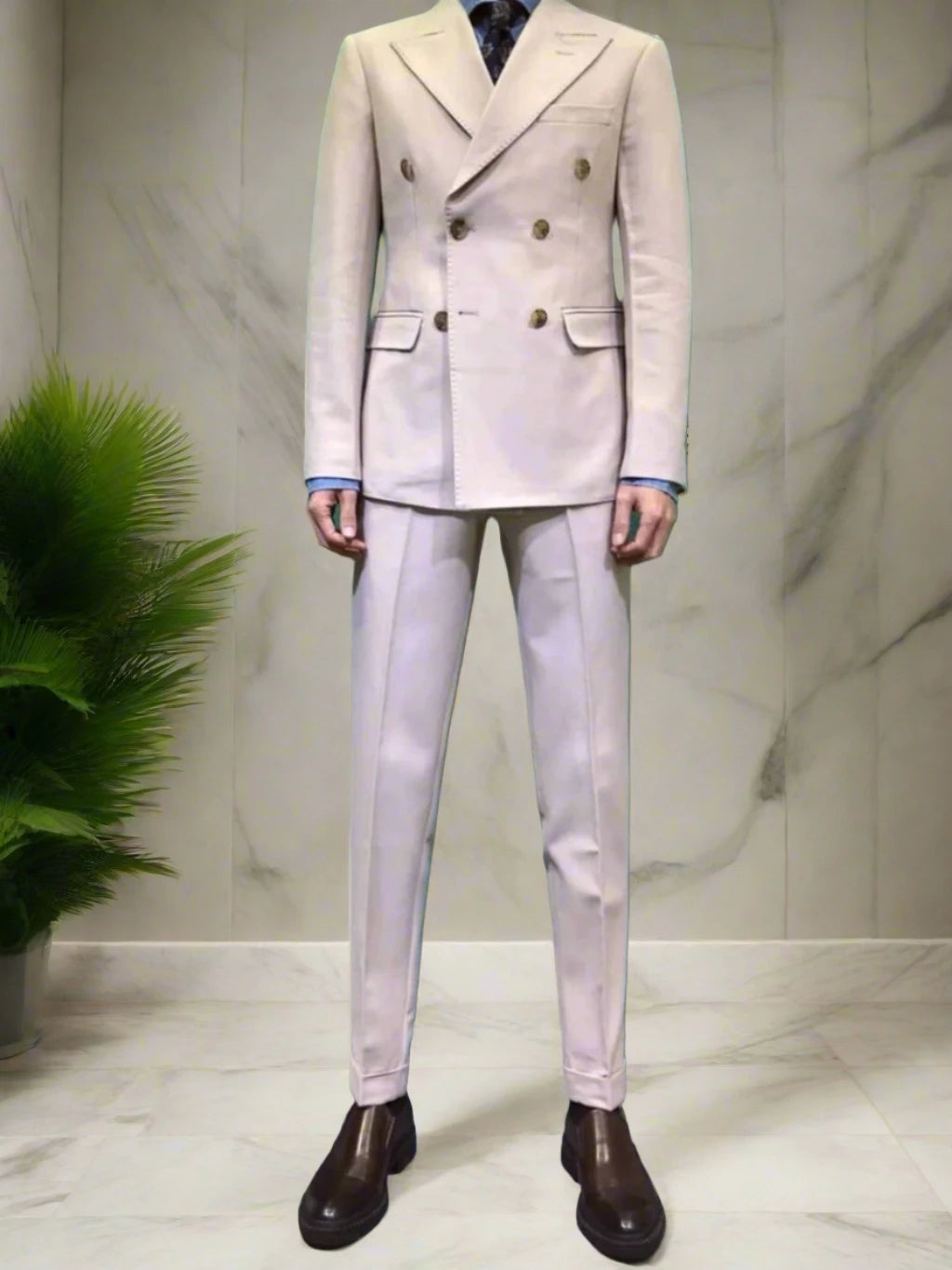 Men's Slim Fit Casual Blazers Pants Double Breasted Dress Suit Jackets