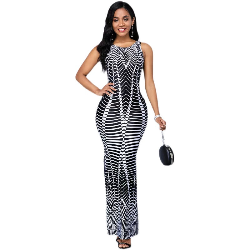 Women Casual round Neck Slim-Fit Side Slit Dress