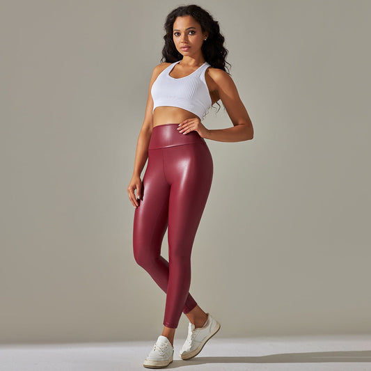 Women High Waist Leather Sexy Leggings Trouser Thick Stretch