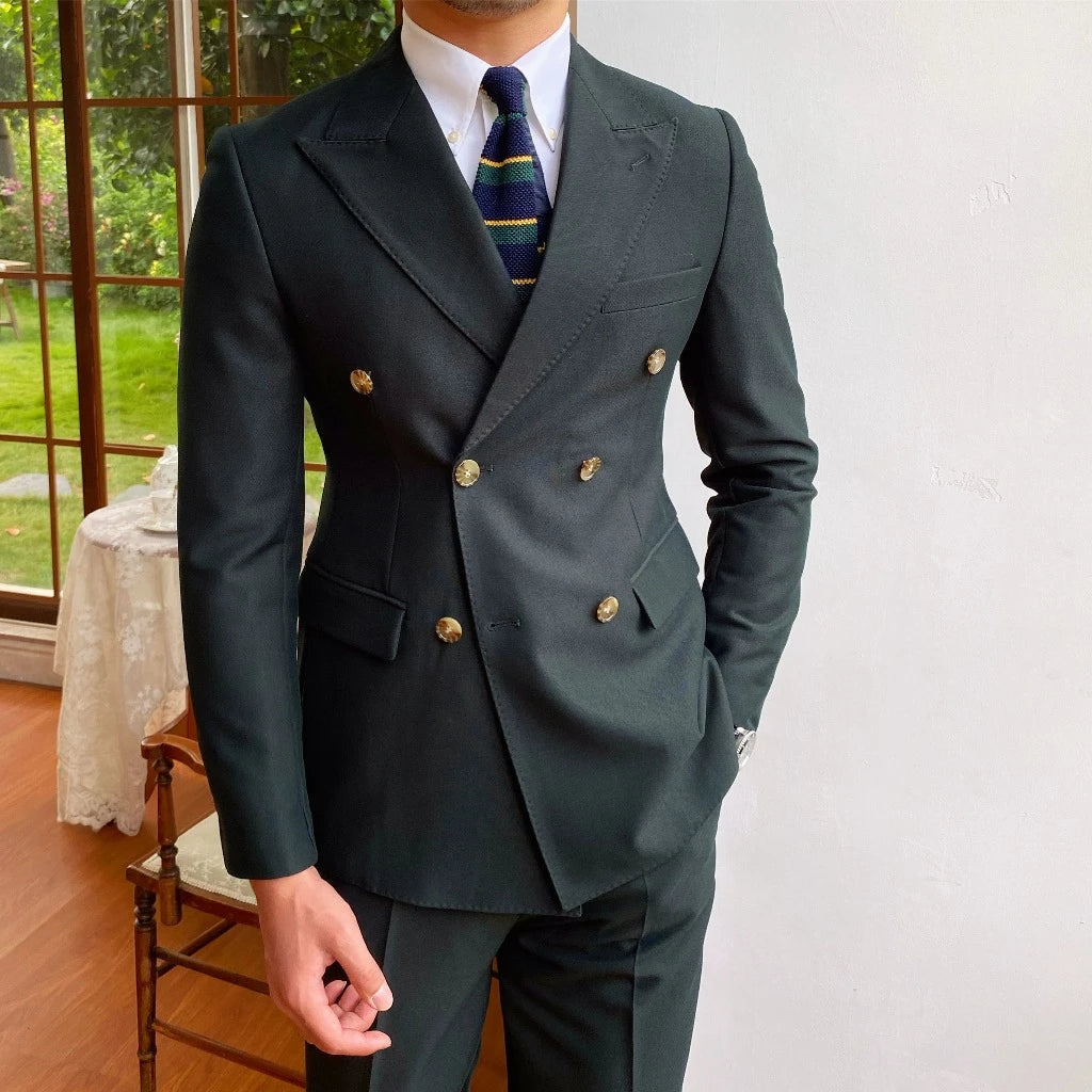 Men's Retro Gao Ding Private Order Slim Fit Closure Collar Suit