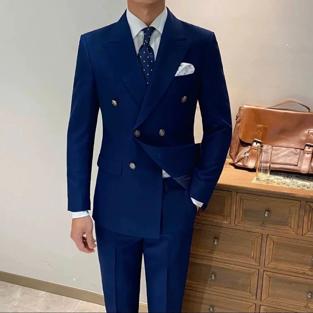 Men's Slim Fit Casual Blazers Pants Double Breasted Dress Suit Jackets