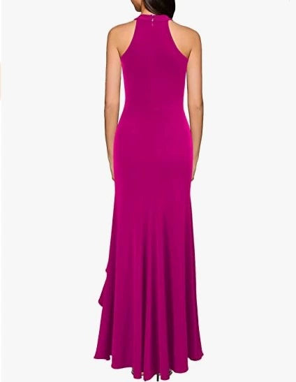 Women's Sexy Sleeveless Ruffle High Split Party Evening Long Formal