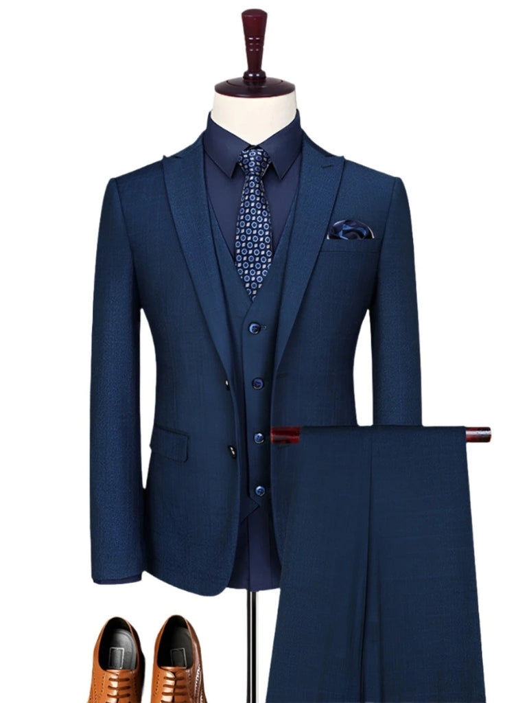 Men's Three-Piece Slim Fit Bridegroom Wedding Suit Set