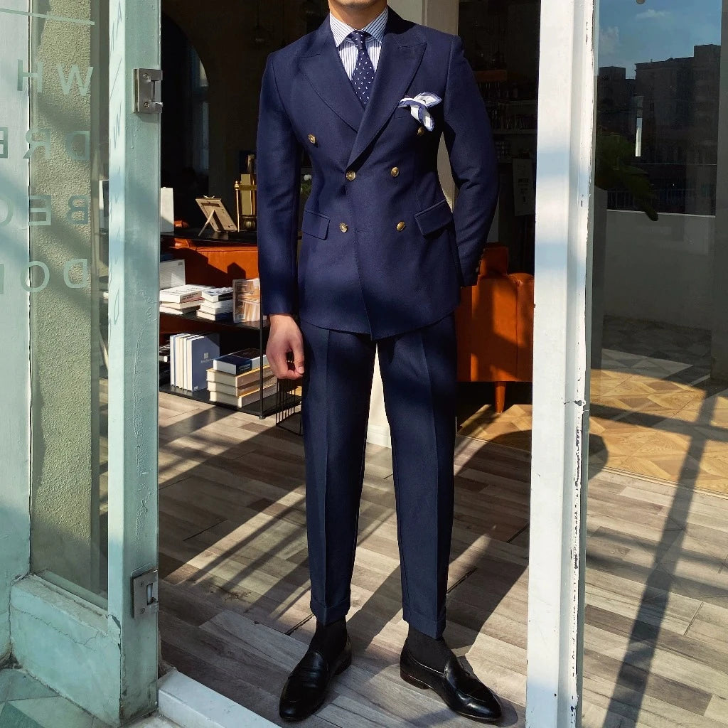 Men's Retro Gao Ding Private Order Slim Fit Closure Collar Suit