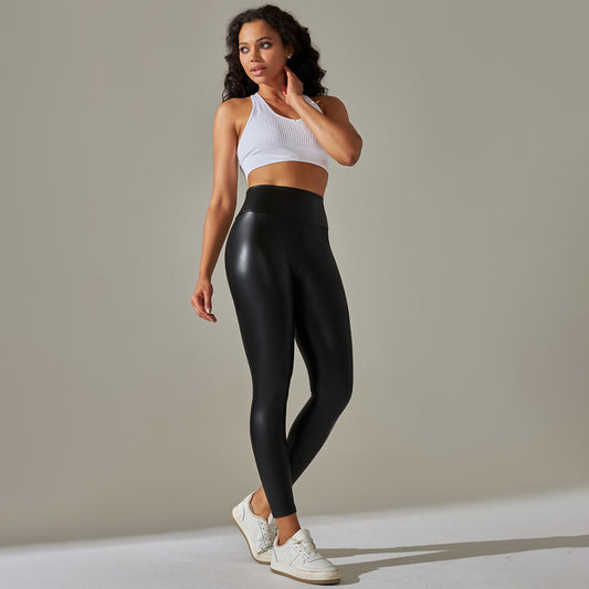 Women High Waist Leather Sexy Leggings Trouser Thick Stretch