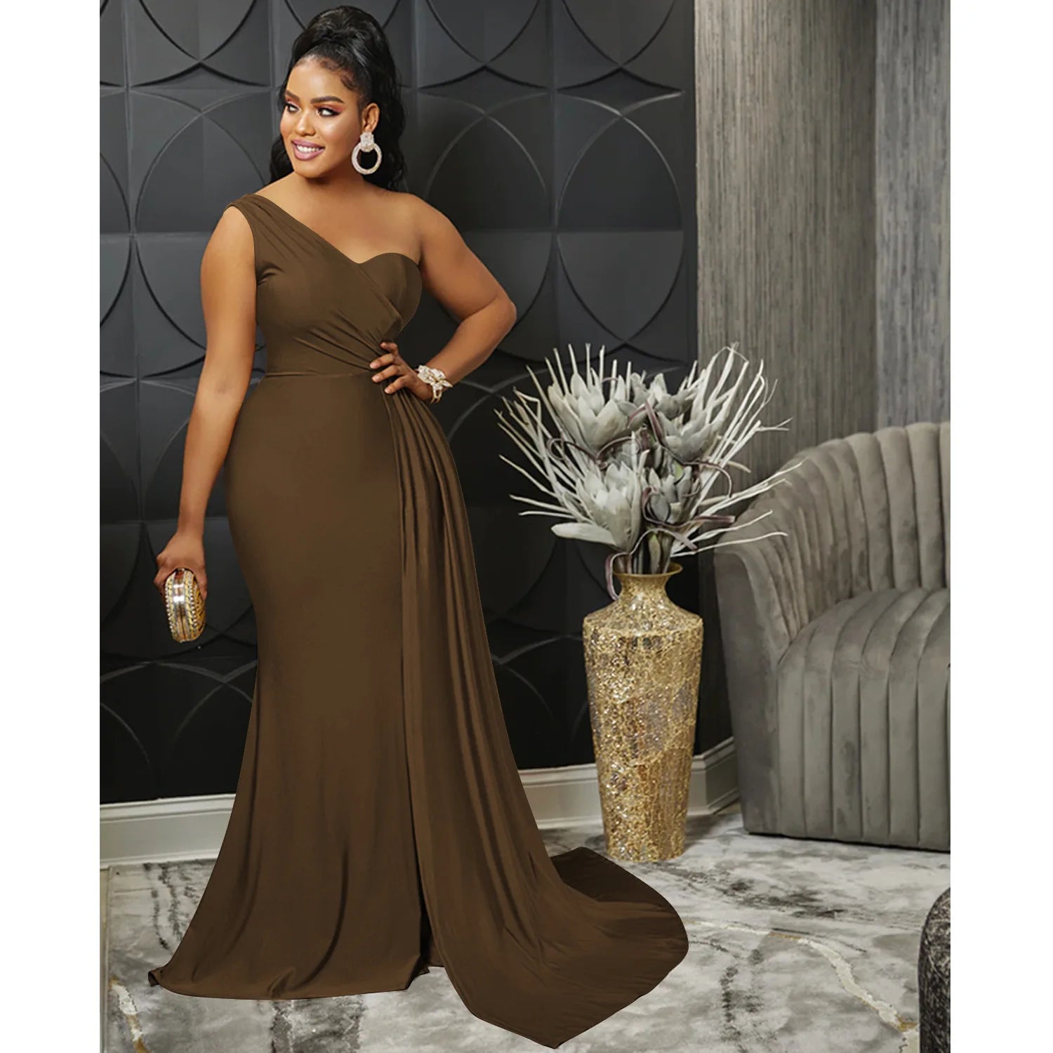 One-Shoulder Mermaid Long Maxi Women Sexy Party Club Even Prom Dresses