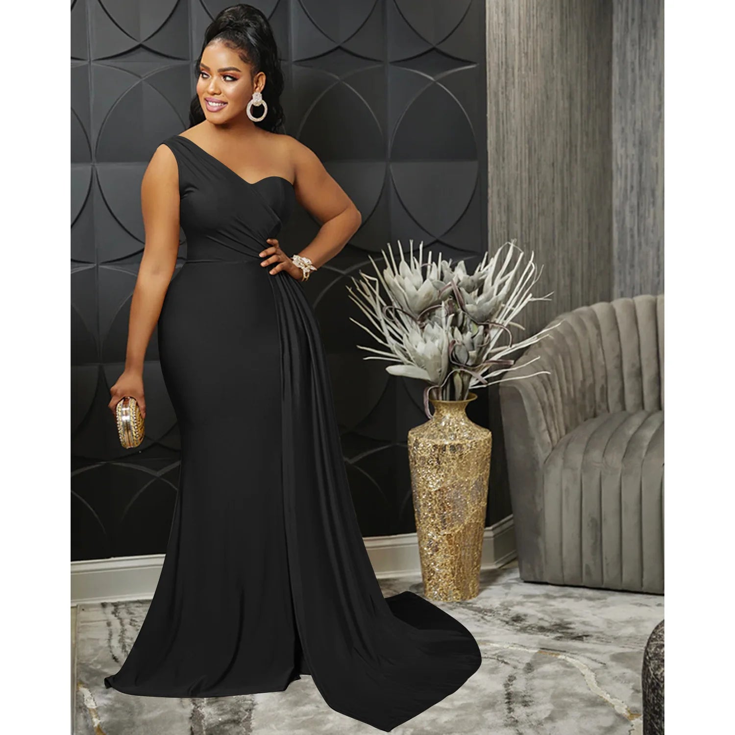 One-Shoulder Mermaid Long Maxi Women Sexy Party Club Even Prom Dresses