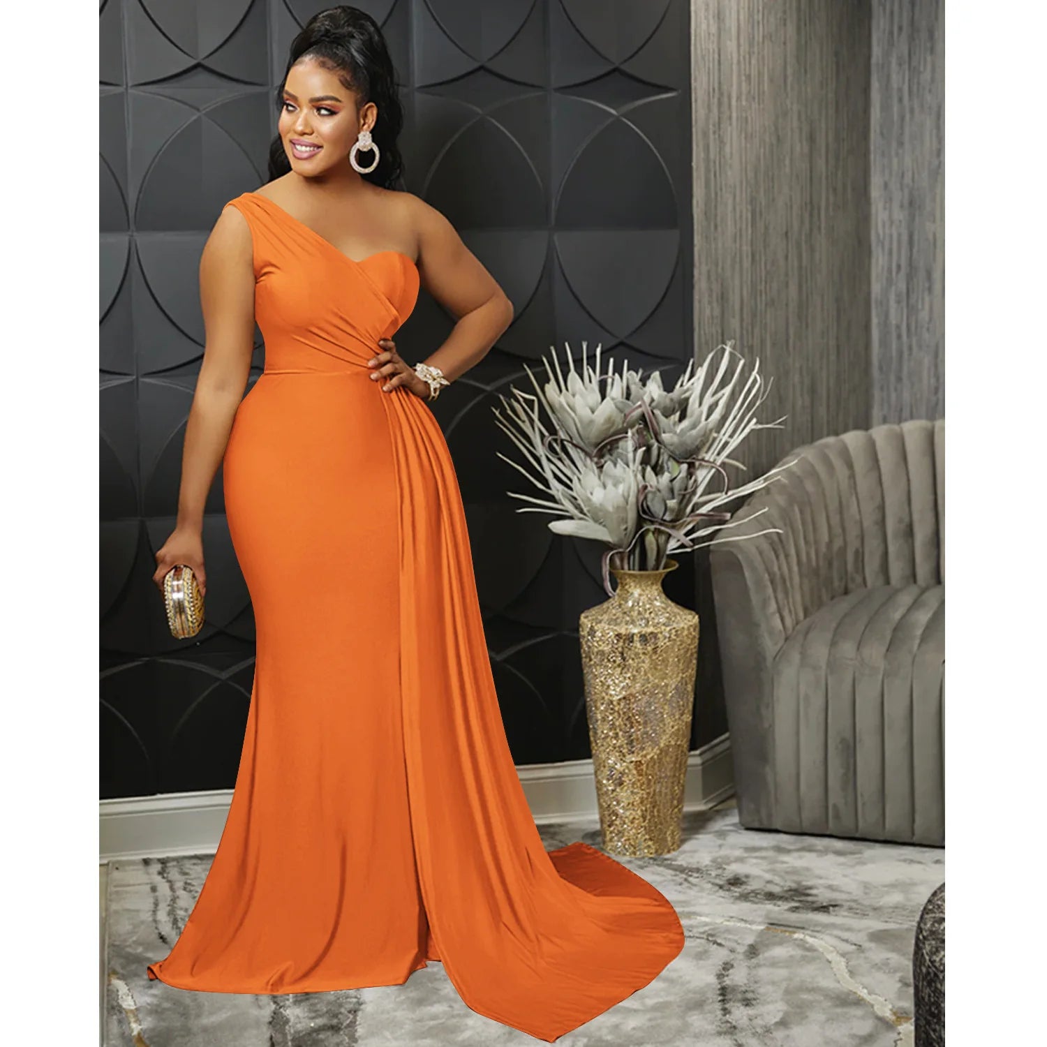 One-Shoulder Mermaid Long Maxi Women Sexy Party Club Even Prom Dresses