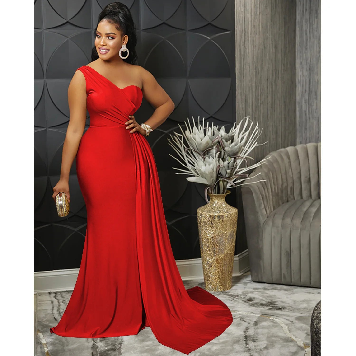 One-Shoulder Mermaid Long Maxi Women Sexy Party Club Even Prom Dresses
