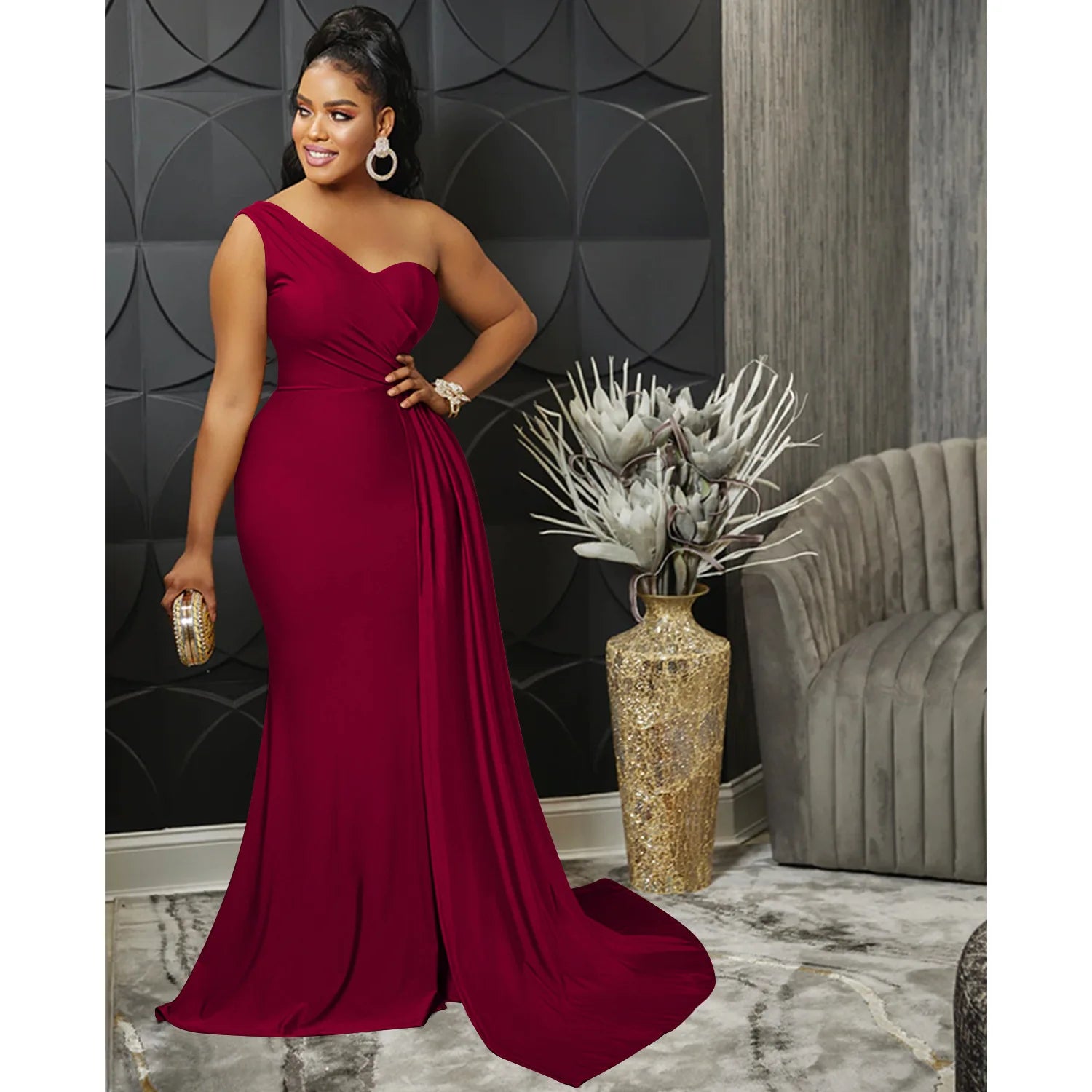 One-Shoulder Mermaid Long Maxi Women Sexy Party Club Even Prom Dresses