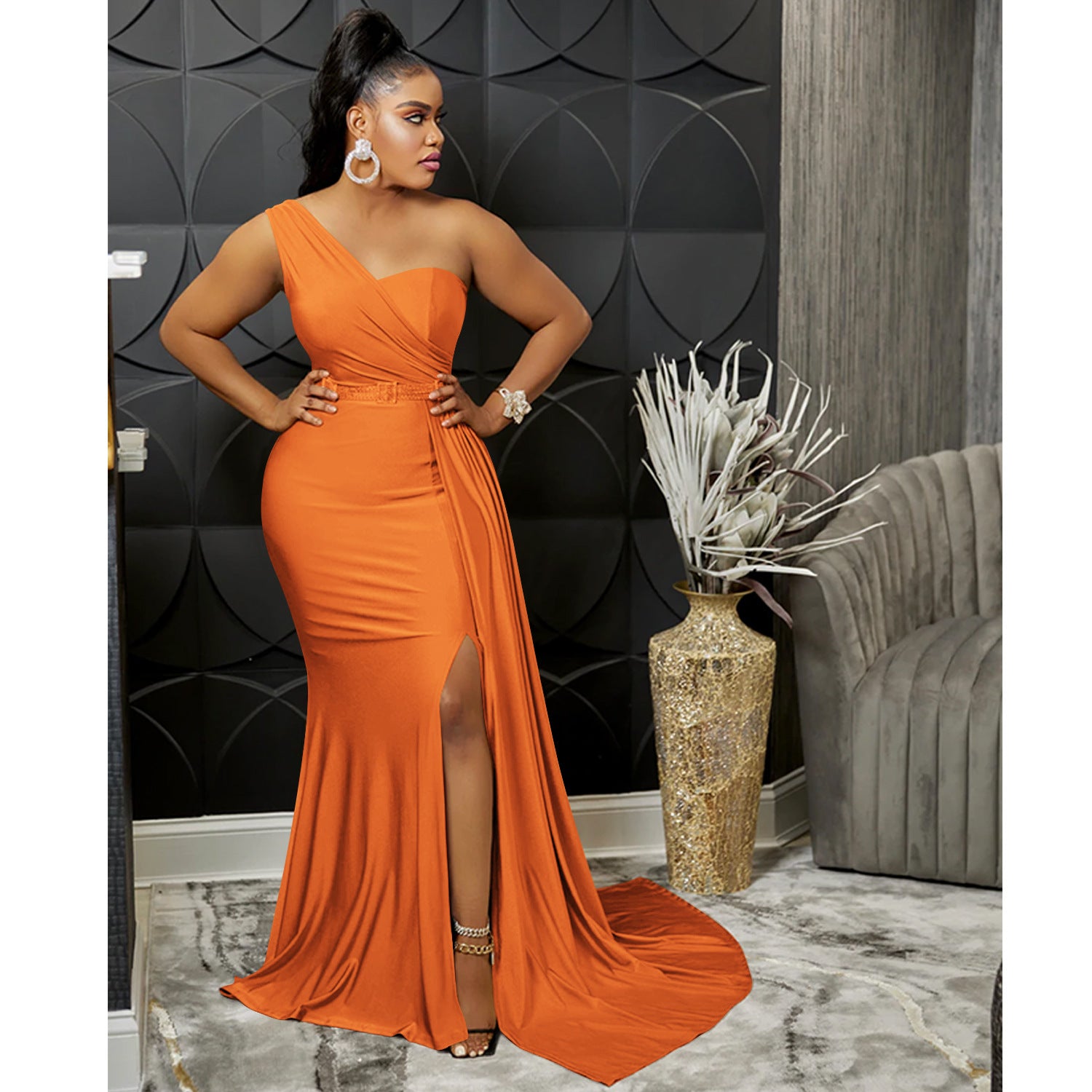 One-Shoulder Mermaid Long Maxi Women Sexy Party Club Even Prom Dresses