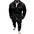 Person wearing a black outfit with a white background