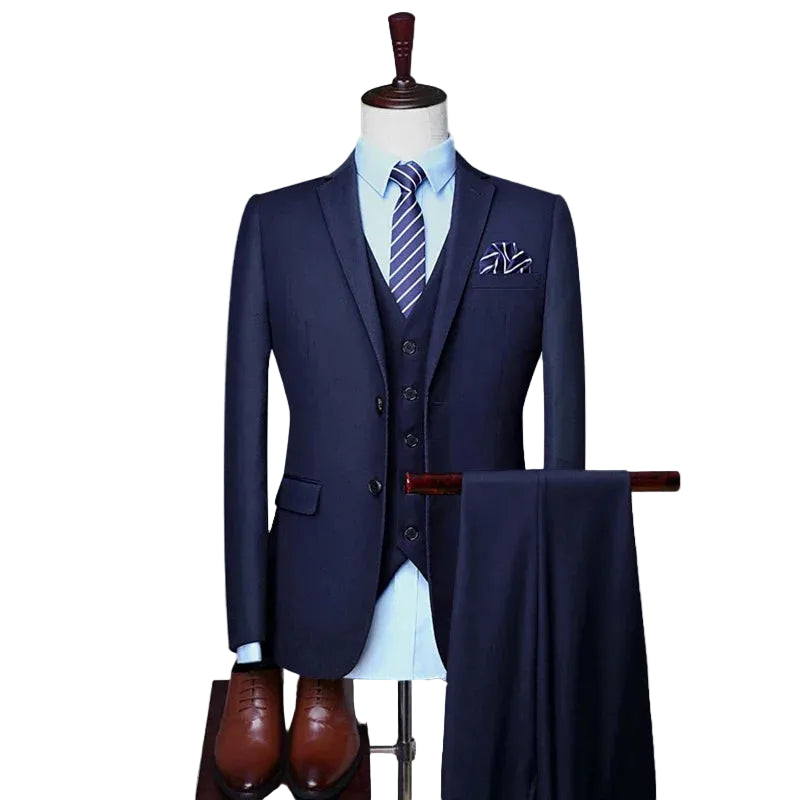 Formal Business Office Suit Three-piece Set Groom Wedding Show Dress Party