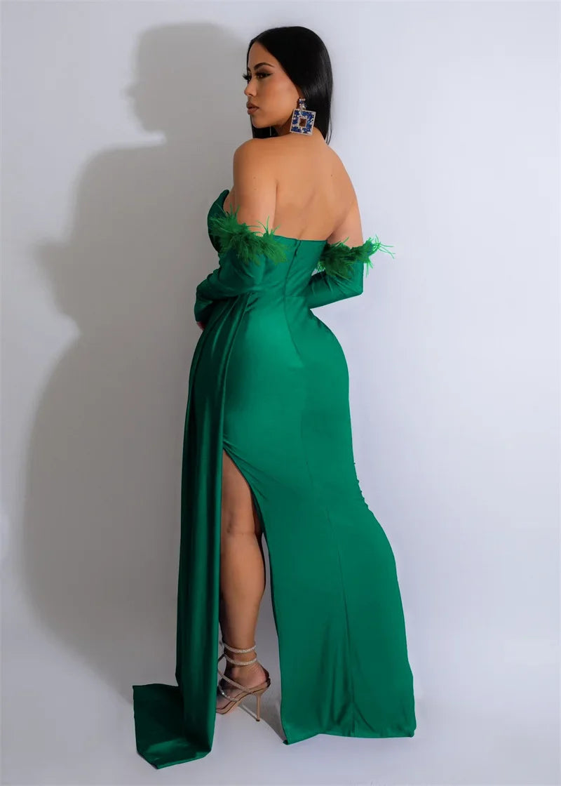 Women's Elegant Party Formal Mermaid Wedding Dinner Strapless Dress