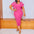 Women Leaf Edge High Waist Trendy Zipper Closure Short Sleeve Dress