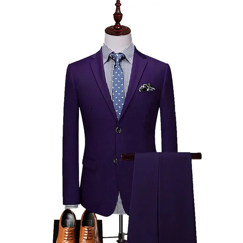 Formal Business Office Suit Three-piece Set Groom Wedding Show Dress Party