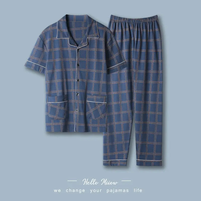 Button-up Top & Pant Men's Plus Size Pajama Loungewear Casual Fashion