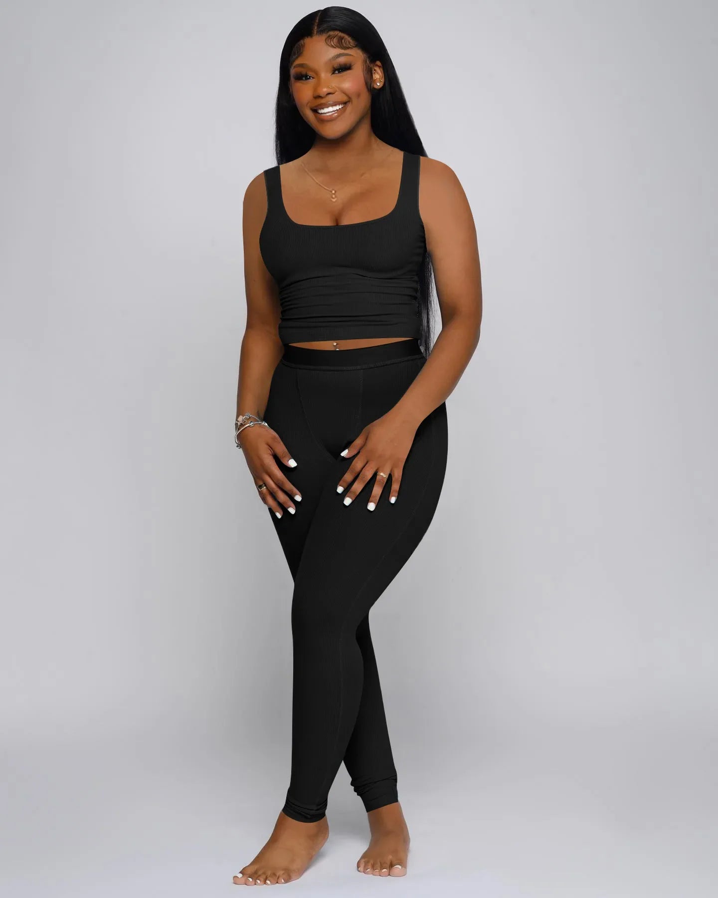 Fashionable Screw Thread Vest2-piece Set Cross-Border Women's Clothing