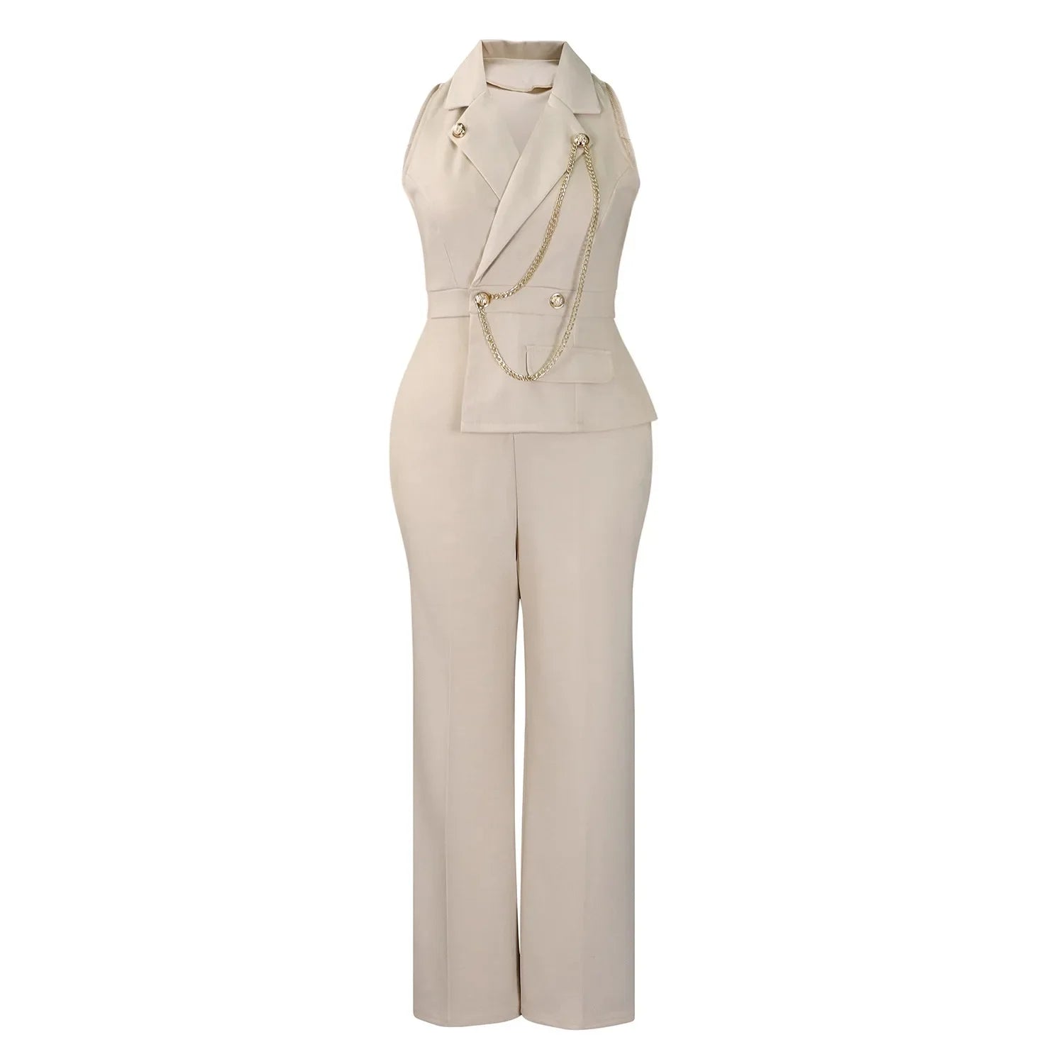 Fashionable Sexy Collar Wide Leg Jumpsuit Casual Style Dress For Chic