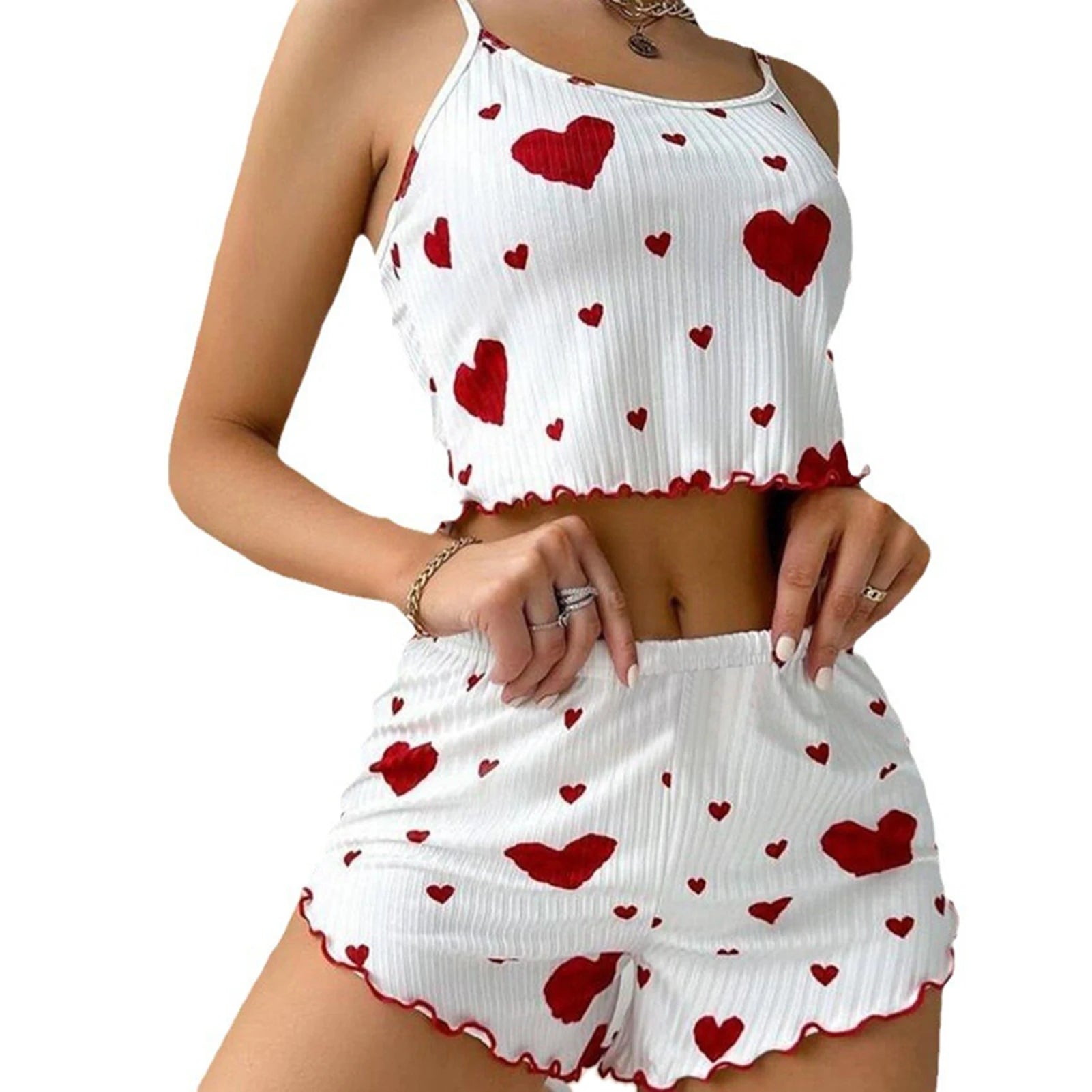 Women's Pajamas Set Sleepwear 2 PCS Short Tank Tops And Shorts Casual
