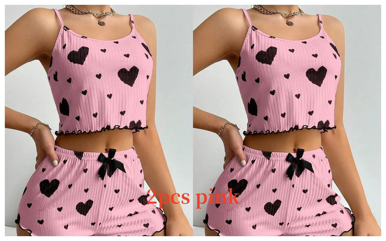 Women's Pajamas Set Sleepwear 2 PCS Short Tank Tops And Shorts Casual