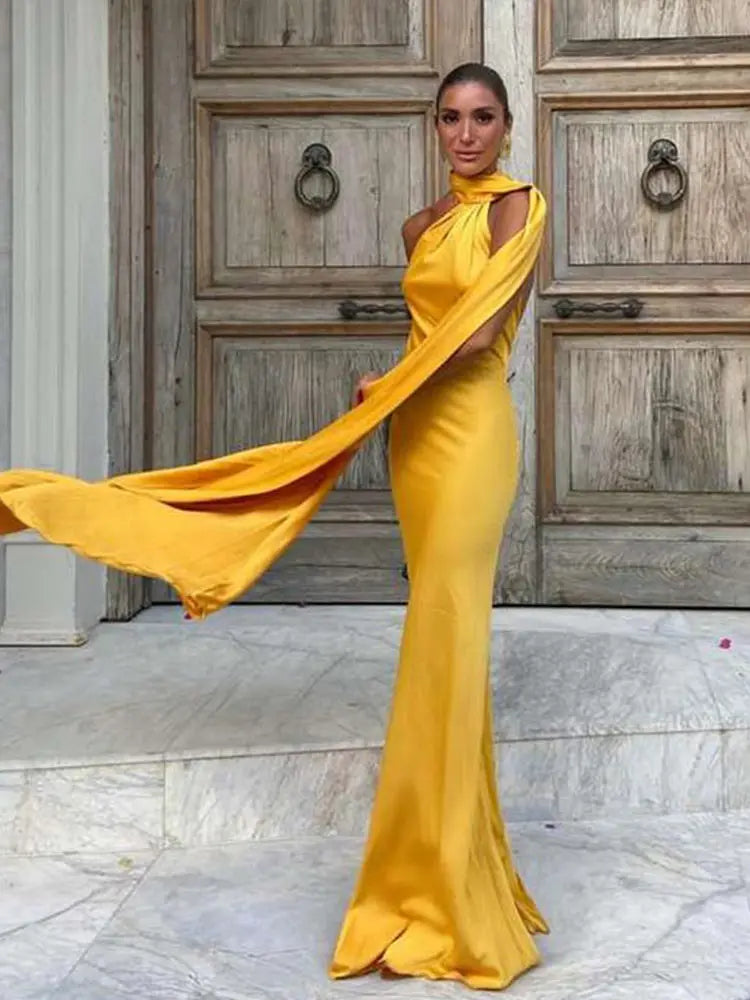 Off-Shoulder Sleeveless Backless Slim Female Maxi Summer Chic Dress