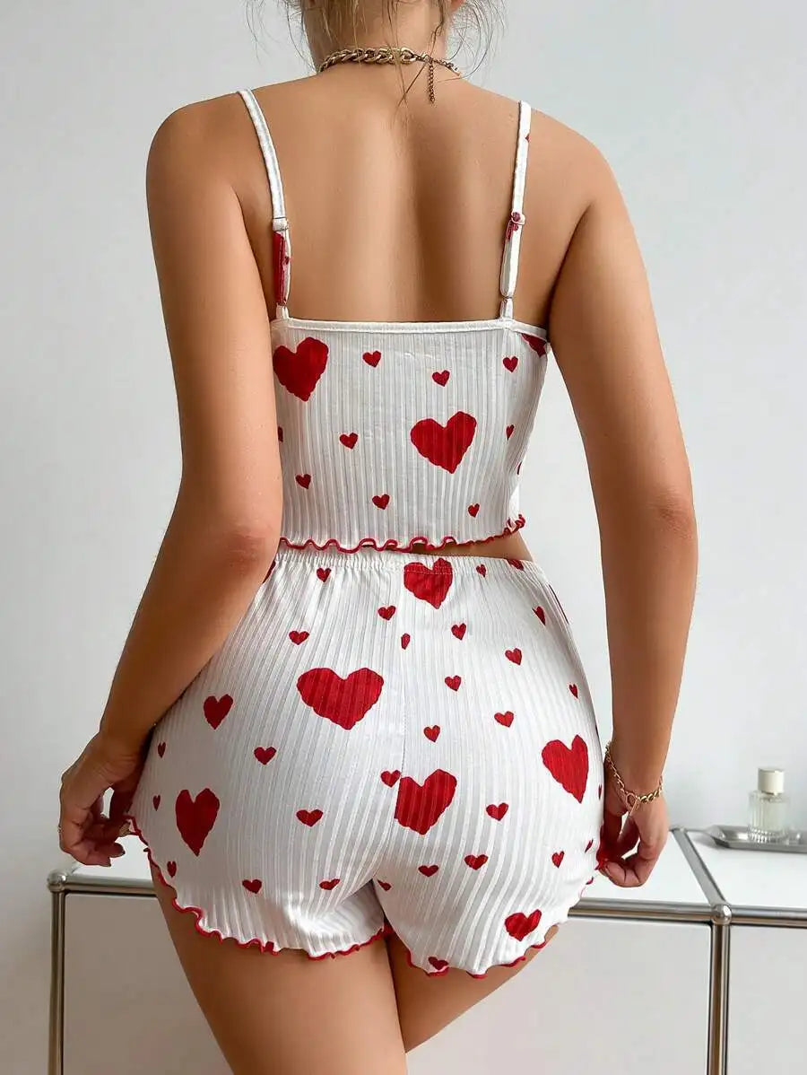 Women's Pajamas Set Sleepwear 2 PCS Short Tank Tops And Shorts Casual