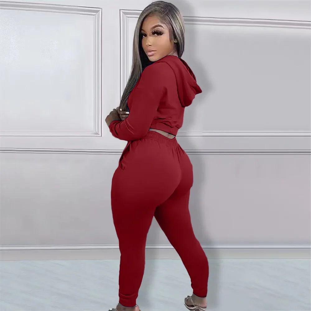Women's Sweatshirt Hooded Sport Casual Suit Three Pieces Set Clothing