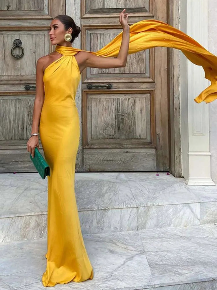 Off-Shoulder Sleeveless Backless Slim Female Maxi Summer Chic Dress