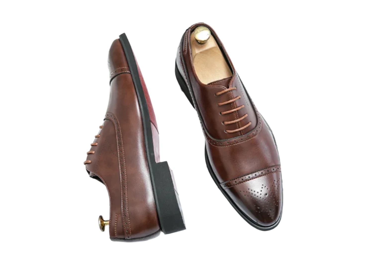 Oxford Men's Red Sole Business Casual Lace-up Brogue Dress Shoes