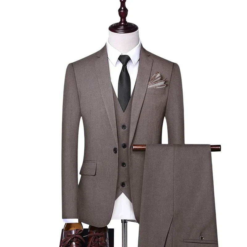Blazer and Vest and Pants Fashion Solid Color Men's Casual Formal Business Suit