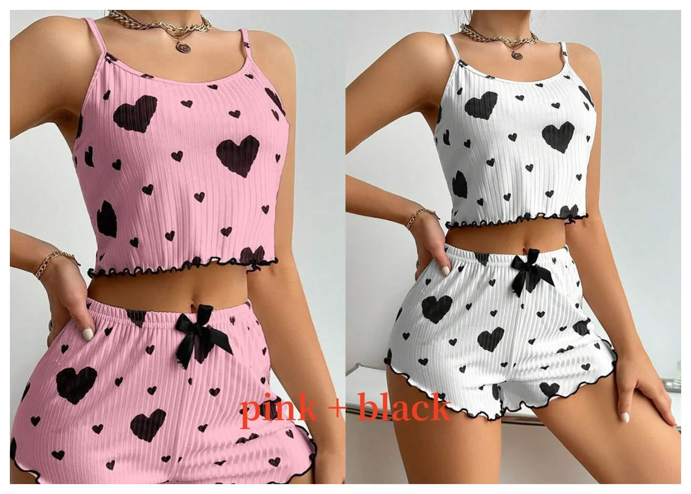 Women's Pajamas Set Sleepwear 2 PCS Short Tank Tops And Shorts Casual