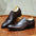 Men's Genuine Leather Pointed Toe Lace-Up Oxford Brogue Buckle Shoes