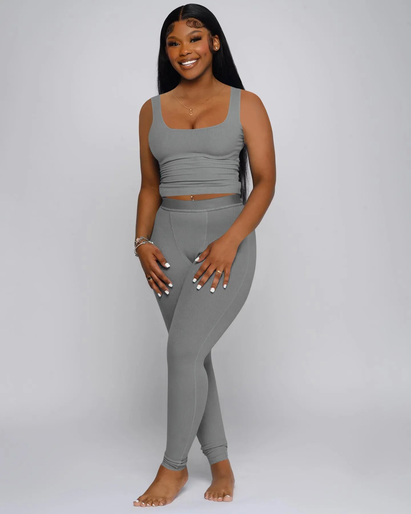 Fashionable Screw Thread Vest2-piece Set Cross-Border Women's Clothing