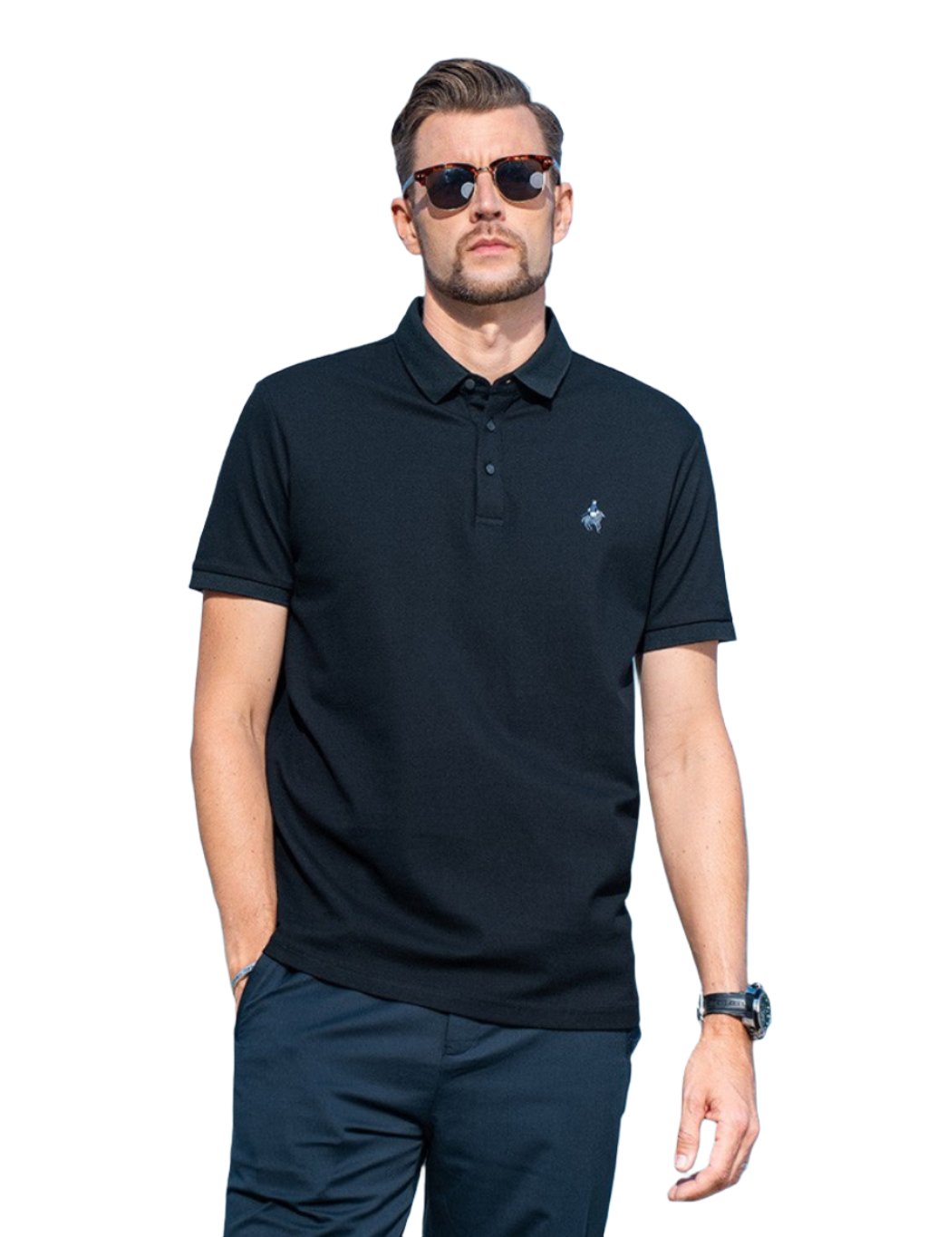 Men's Polo Short Sleeve Mercerized Cotton Blend Casual Collared Shirts