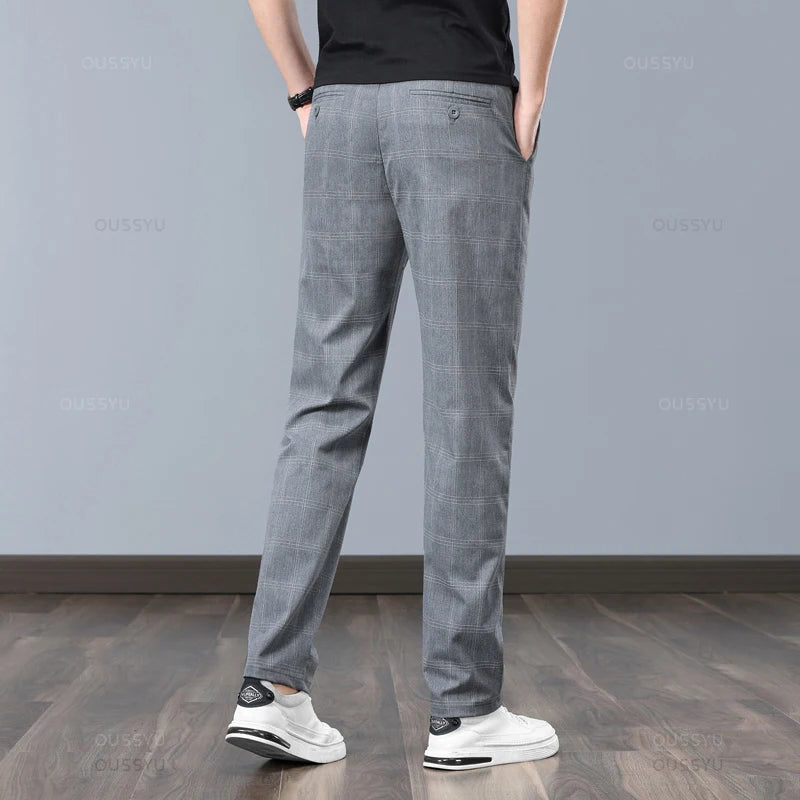 High-Quality Stretch Thin Pants Men Business Casual Formal Trousers