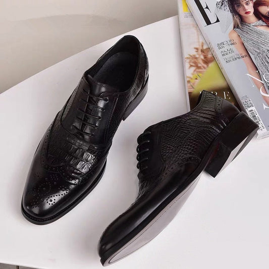 Retro Crocodile Leather Oxford Shoe for Men