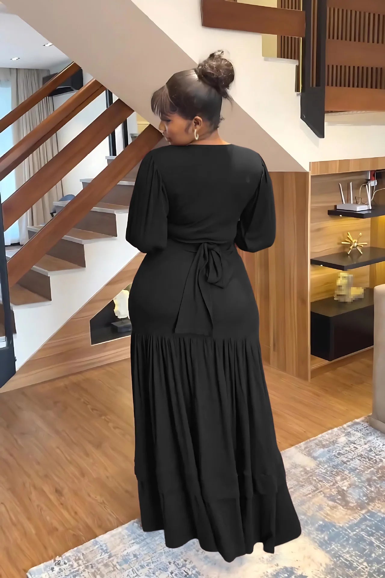 Women's Suits Deep V Neck Slim Short Tops High Waist Pleated Skirt