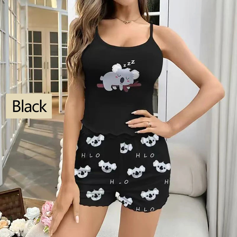 Women's Sleepwear Pajama Set, Sport Camisole and Short Print Ventilate