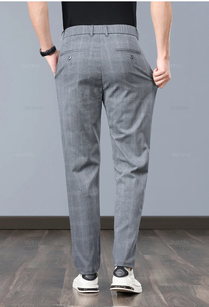 High-Quality Stretch Thin Pants Men Business Casual Formal Trousers