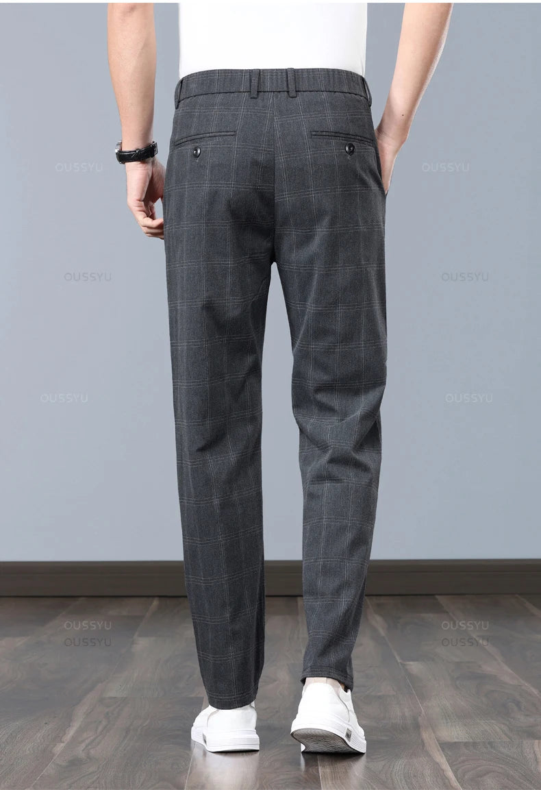 High-Quality Stretch Thin Pants Men Business Casual Formal Trousers