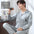 Men's Cotton Pajama Set, Lightweight Long Sleeve Casual Cardigan Suit