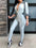 Zipper 3/4 Sleeve Skinny Jumpsuit, Sports Long Sexy Women's Clothing