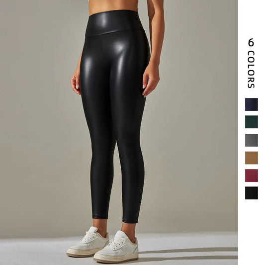 Women High Waist Leather Sexy Leggings Trouser Thick Stretch